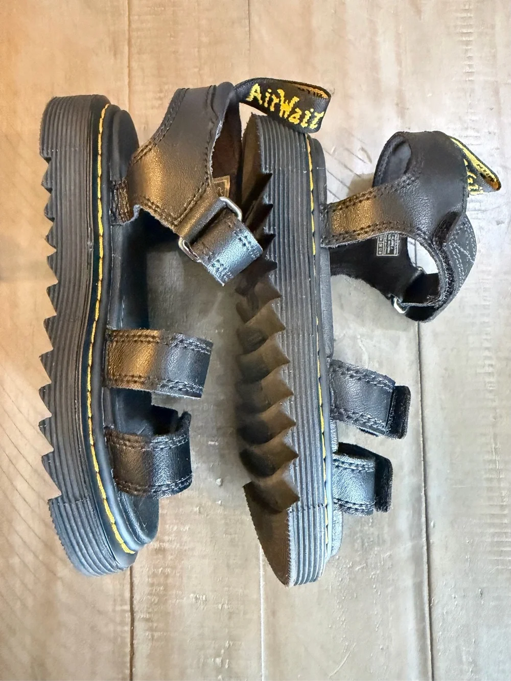 DR. MARTENS JUNIOR KLAIRE LEATHER STRAP SANDALS